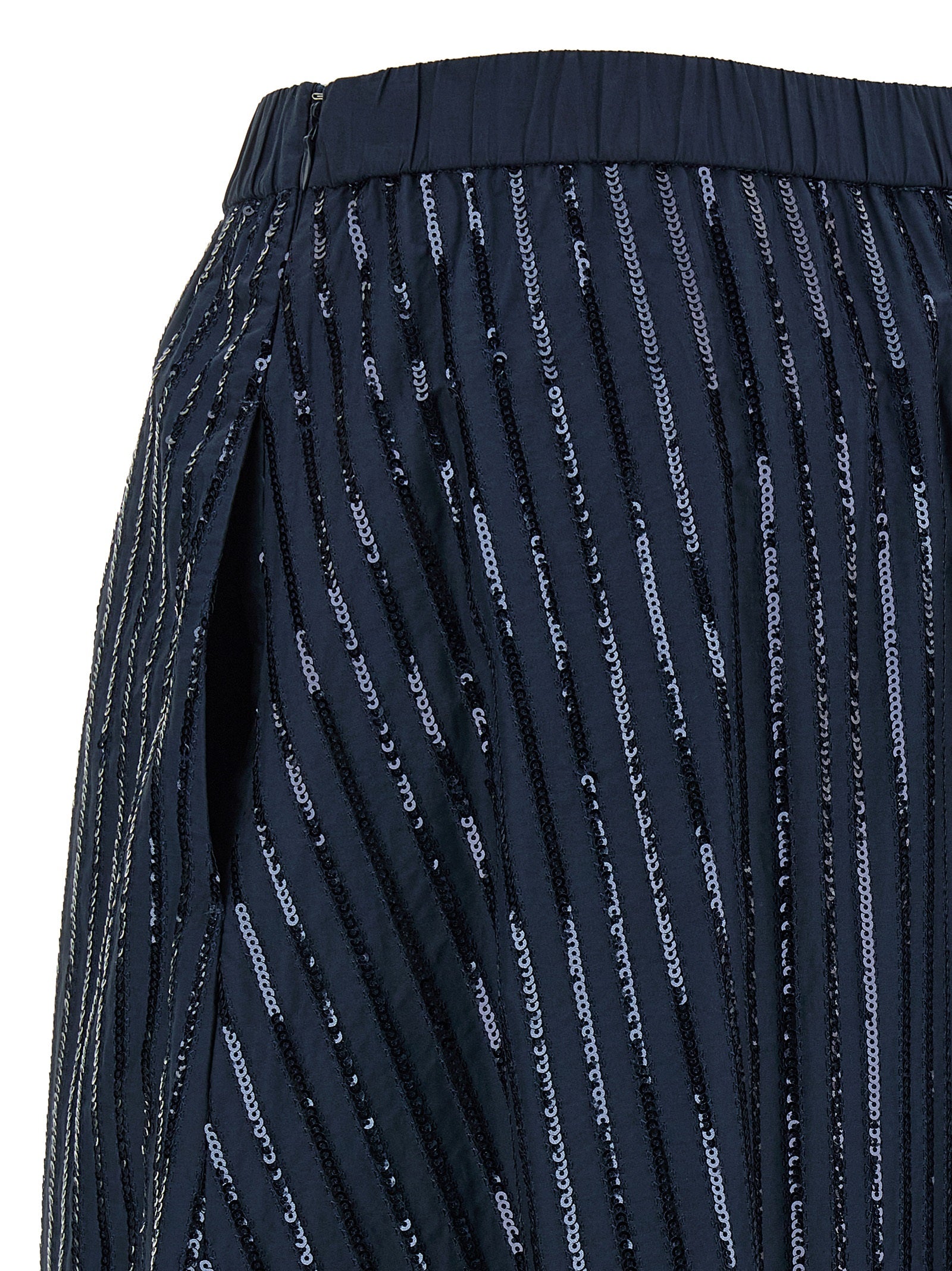 Max Mara Sequin-Embellished Cotton Poplin Skirt — Blue, view 4