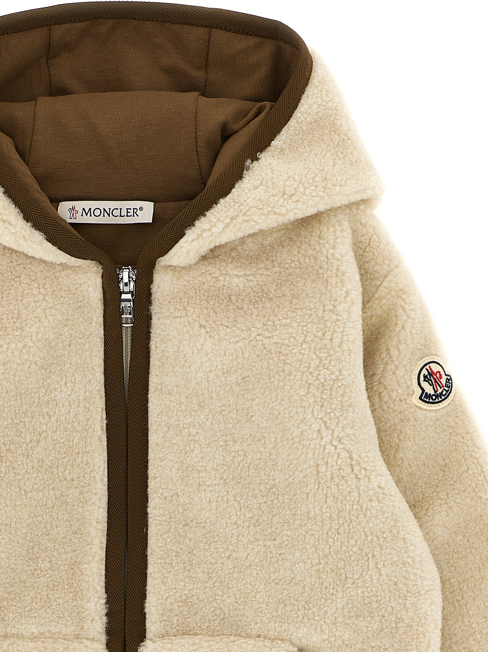 Moncler Enfant Teddy Hoodie — Cream, view 3