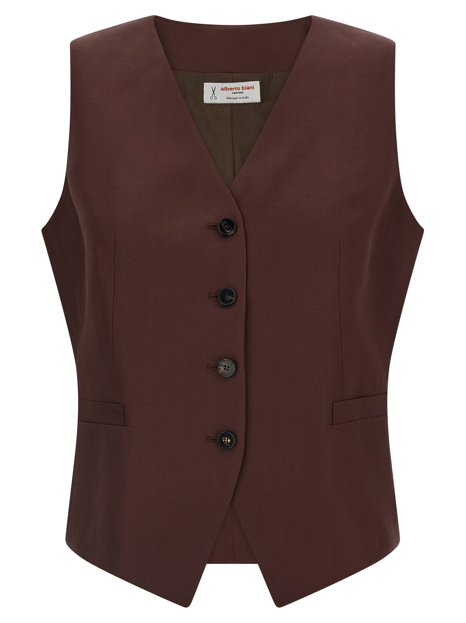 Alberto Biani Viscose and Linen Blend Vest — Burgundy by Alberto Biani