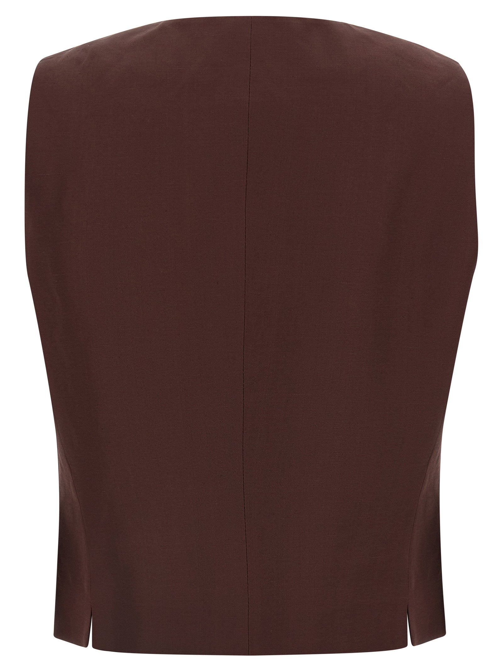 Alberto Biani Viscose and Linen Blend Vest — Burgundy, view 2