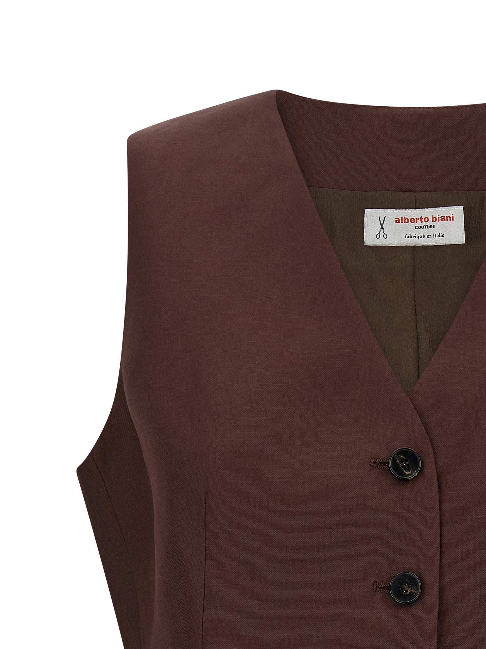 Alberto Biani Viscose and Linen Blend Vest — Burgundy, view 3