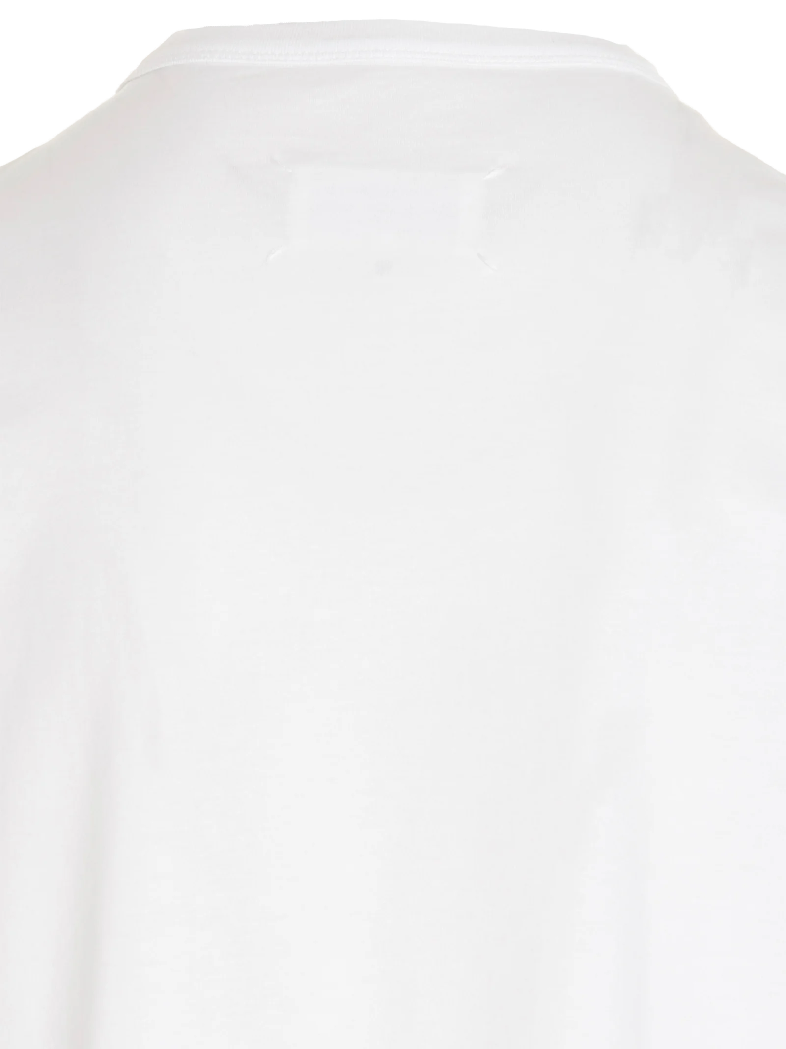 Maison Margiela Logo-Embroidered Cotton T-Shirt — White, view 4
