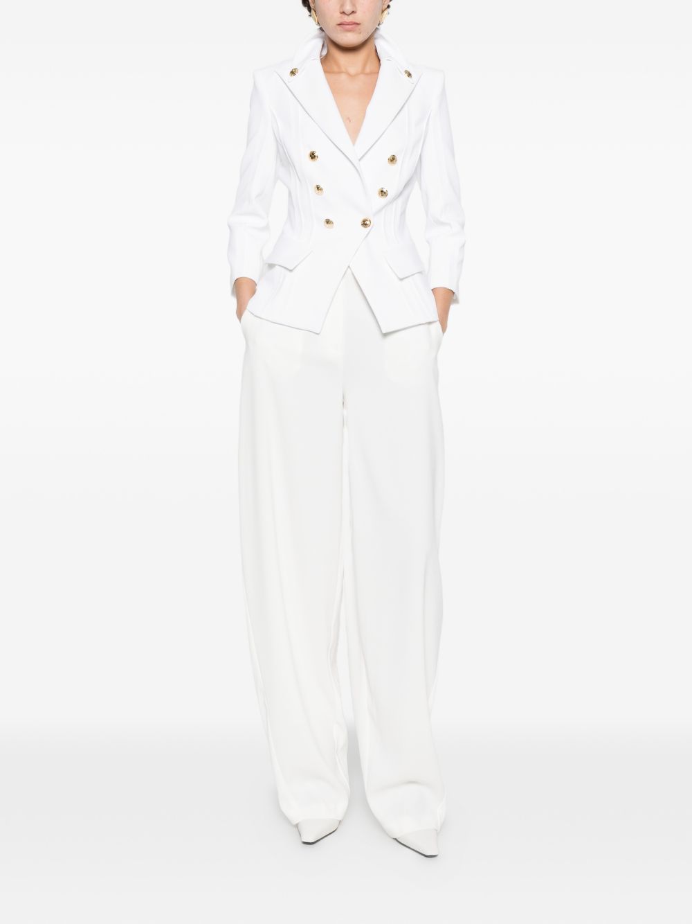 Elisabetta Franchi Wide-Leg Trousers — White, view 2