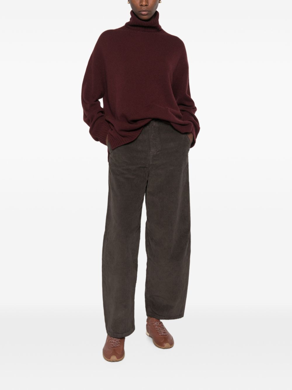 Alysi Corduroy Velvet Trousers — Brown, view 3
