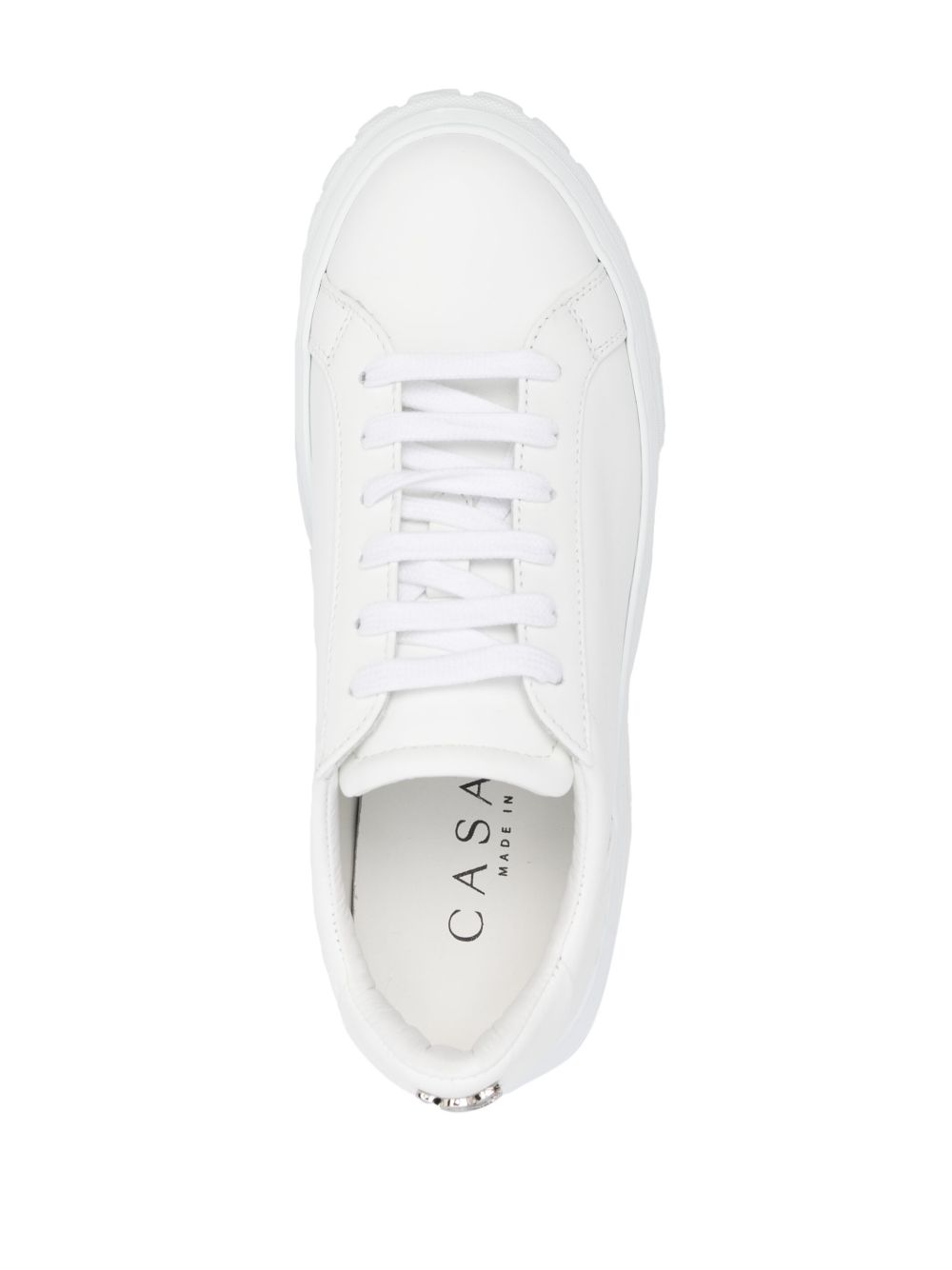 Casadei Leather Platform Sneaker — White, view 2