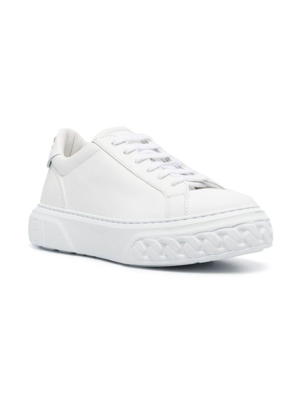 Casadei Leather Platform Sneaker — White, view 3
