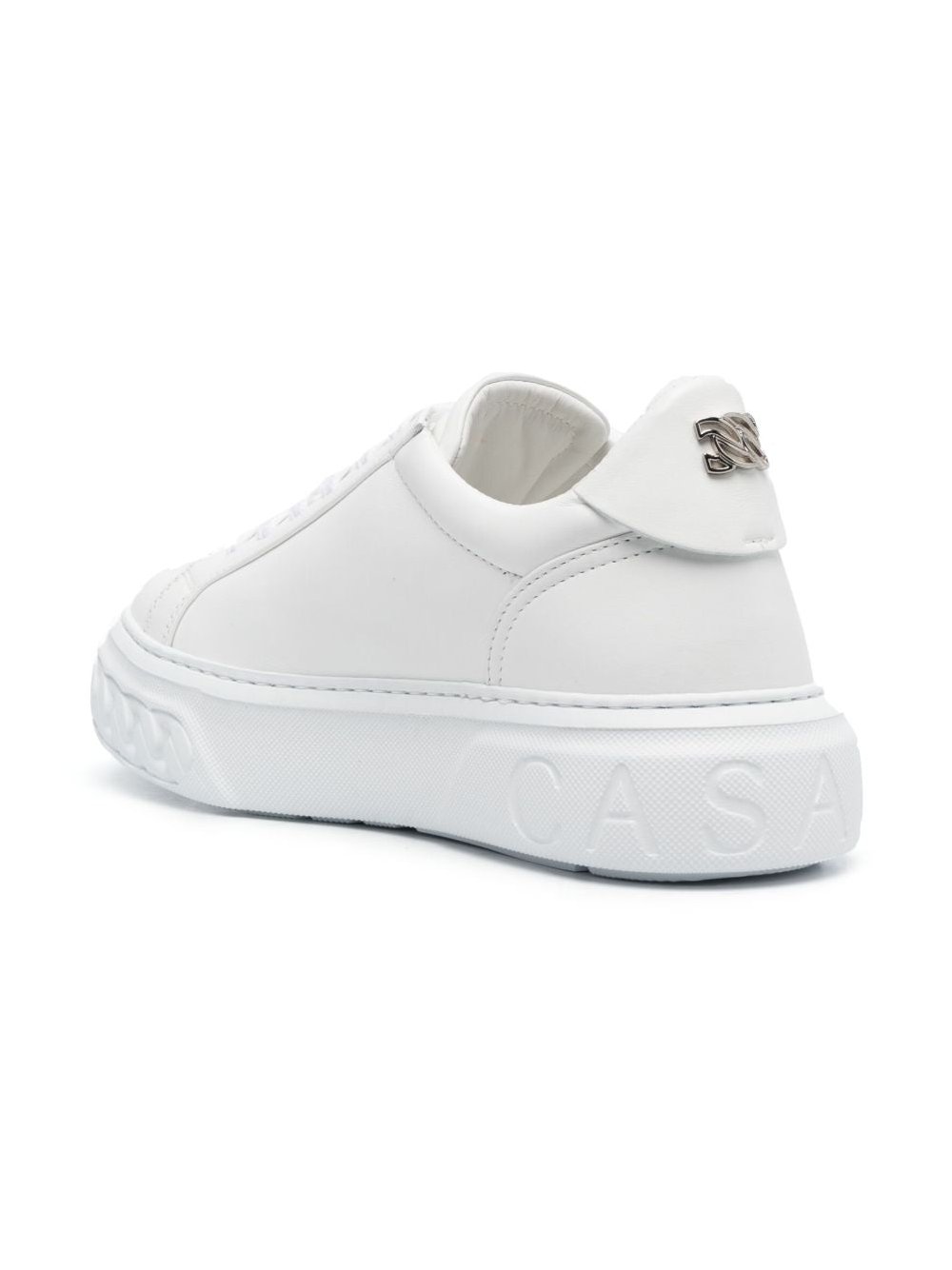 Casadei Leather Platform Sneaker — White, view 4