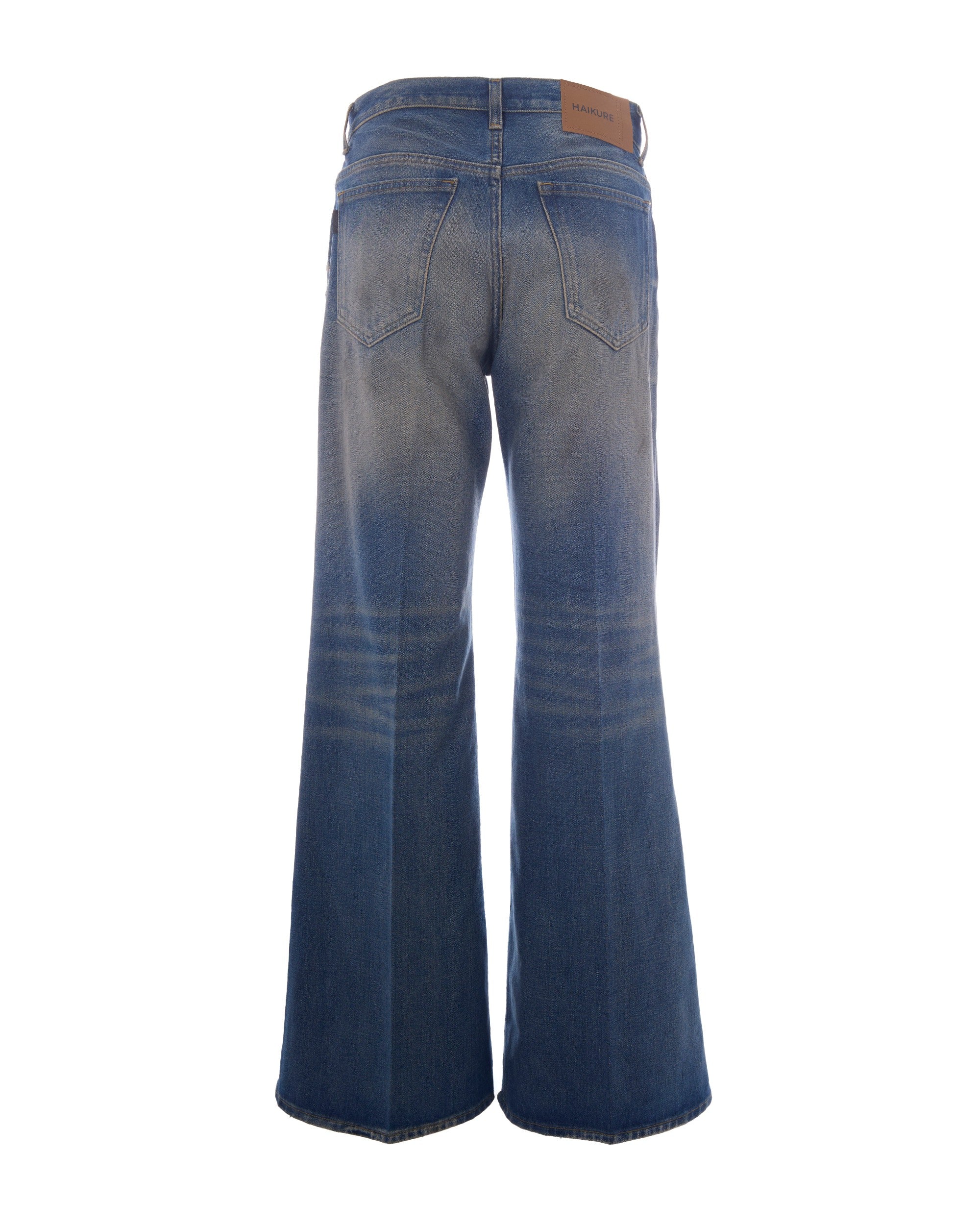 Haikure Flared Cotton Jeans — Blue, view 2
