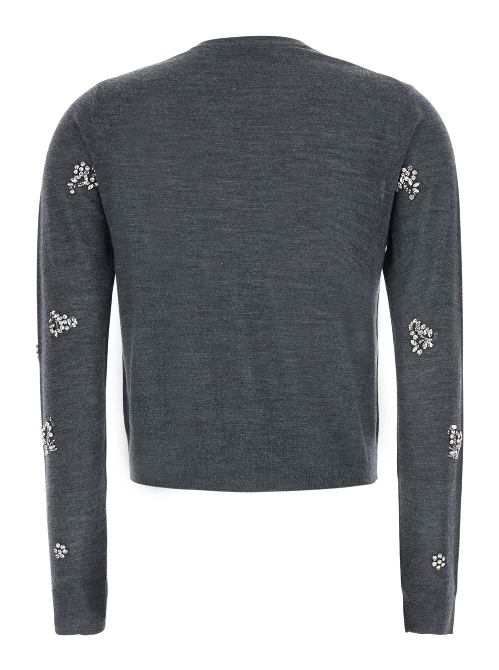 Jucca Crystal-Embellished Wool Cardigan — Gray, view 2