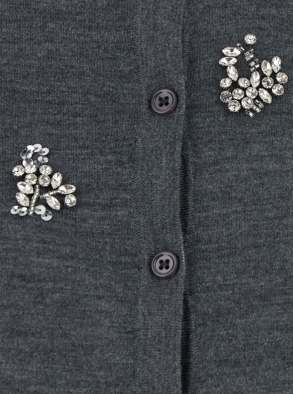 Jucca Crystal-Embellished Wool Cardigan — Gray, view 3