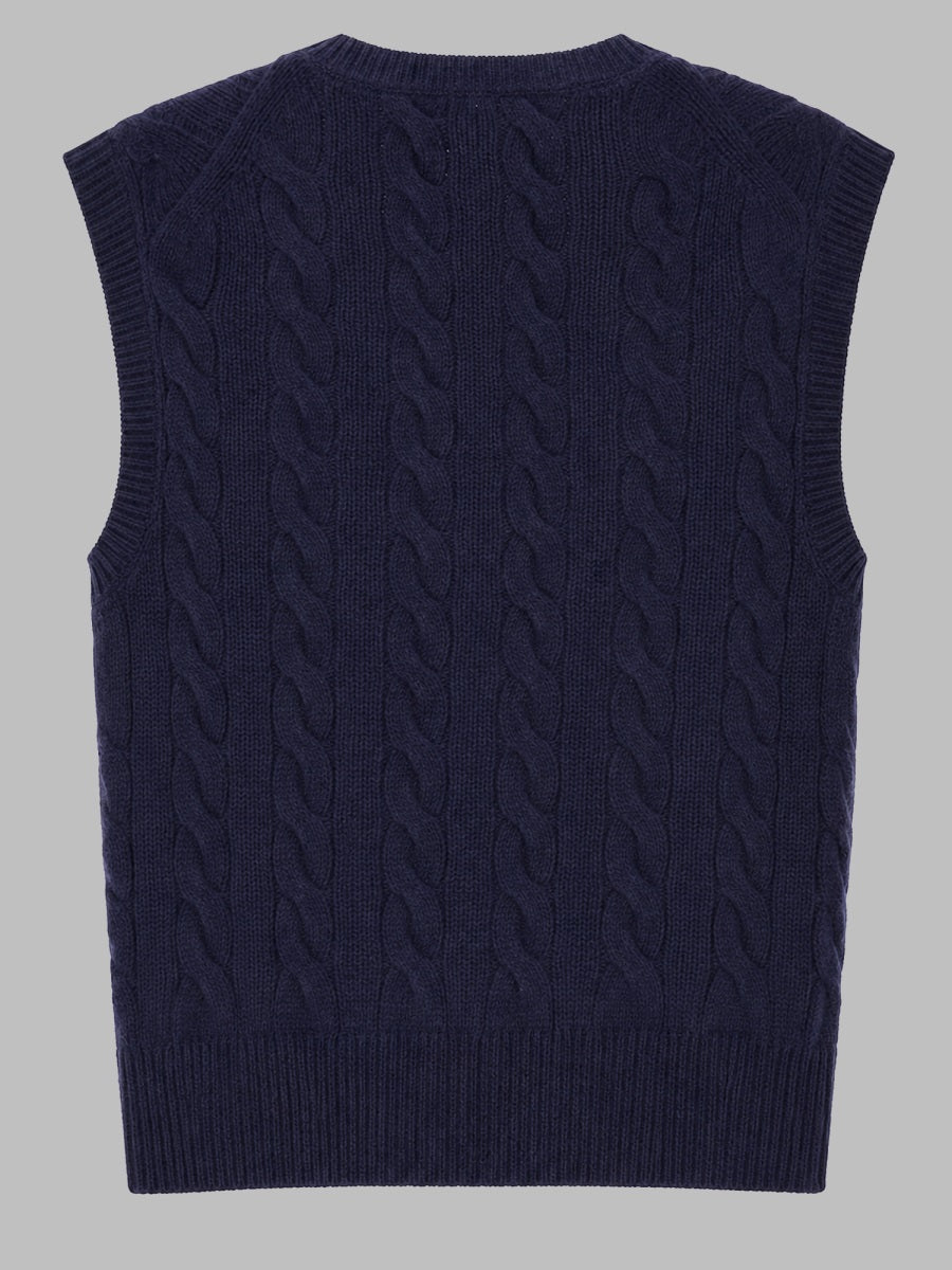 Polo Ralph Lauren Cable-Knit Wool and Cashmere Gilet — Navy, view 2