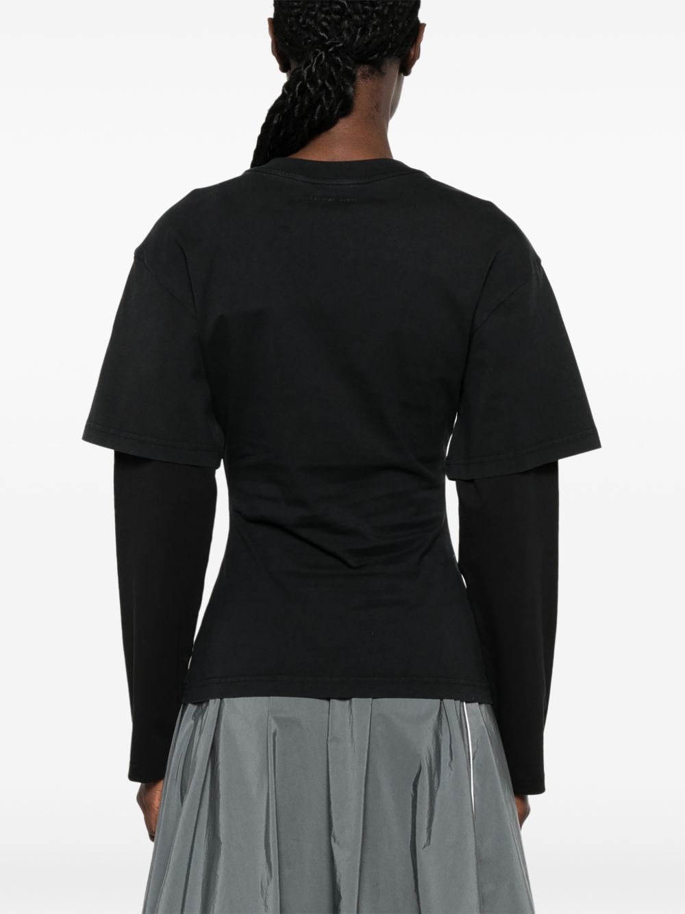 Courreges Pre Double-Layer Logo T-Shirt — Black, view 4