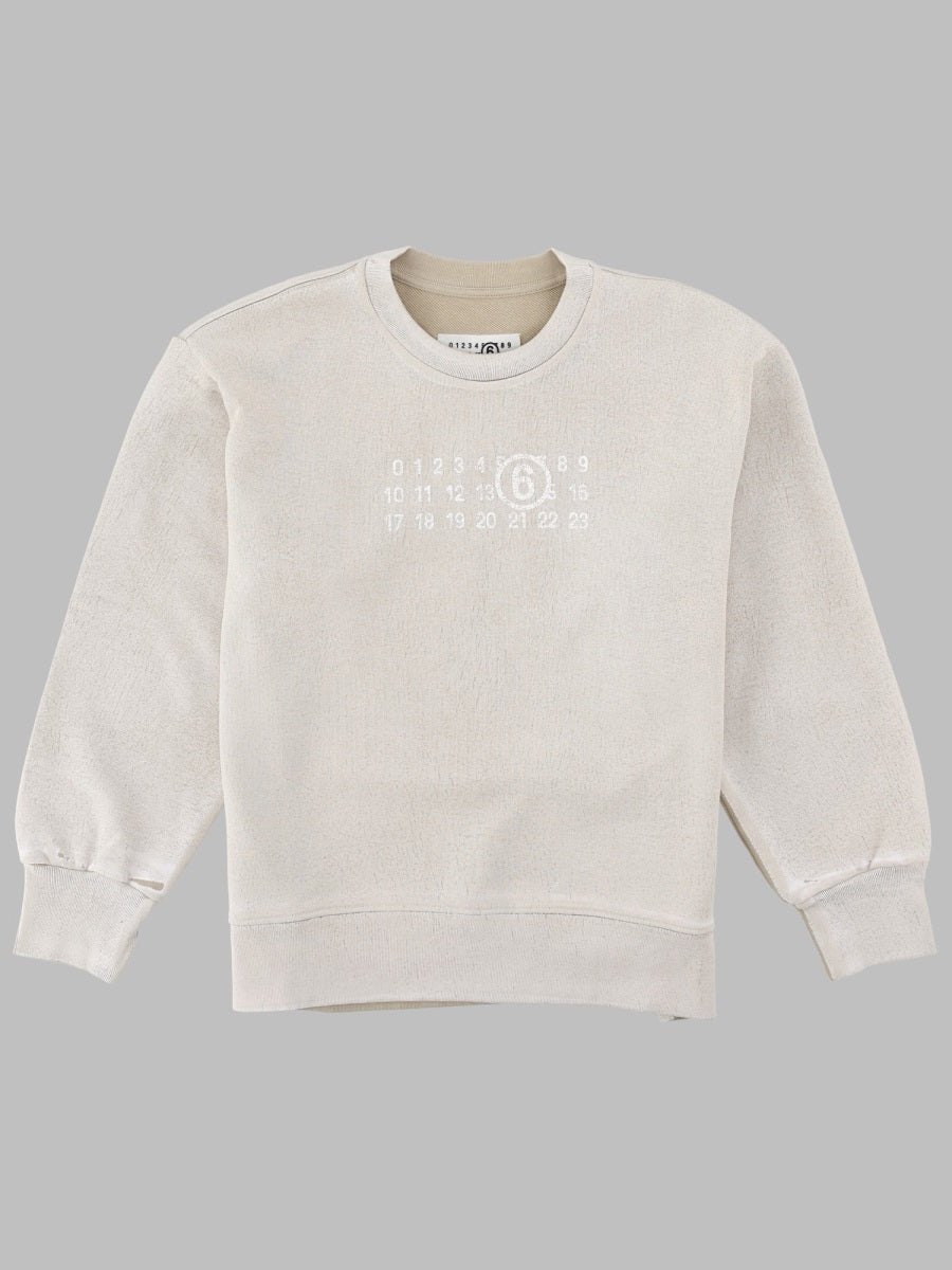 MM6 Maison Margiela Logo-Print Cotton Sweatshirt — White by MM6 Maison Margiela