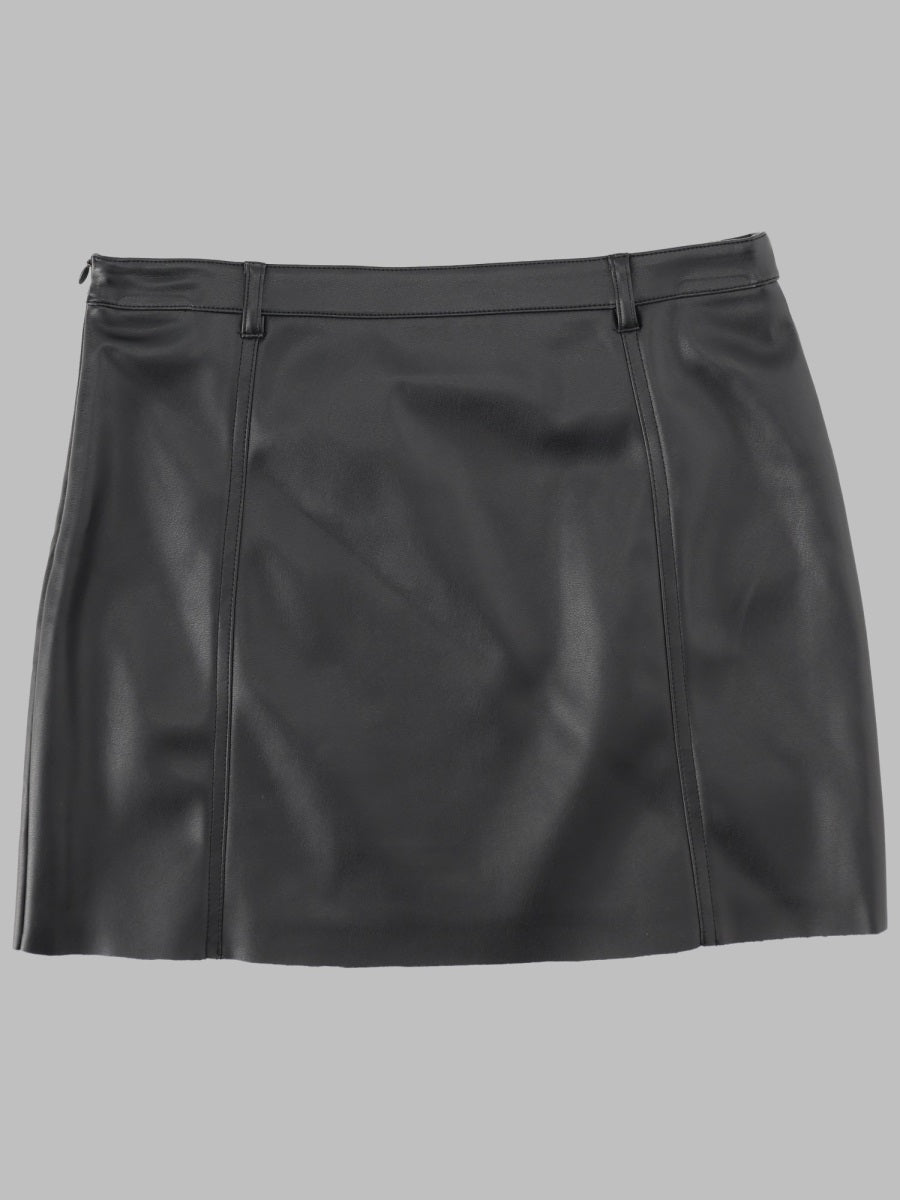 Marni Faux Leather with Logo Detail Mini Skirt — Black, view 2