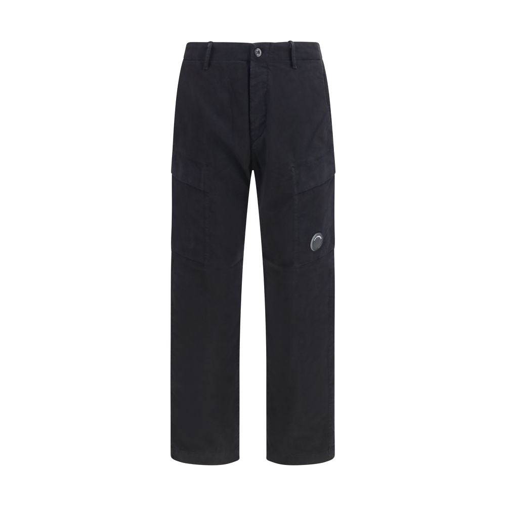 C.P. Company Stretch Cotton Satin Cargo Pants — Black by C.p. Company