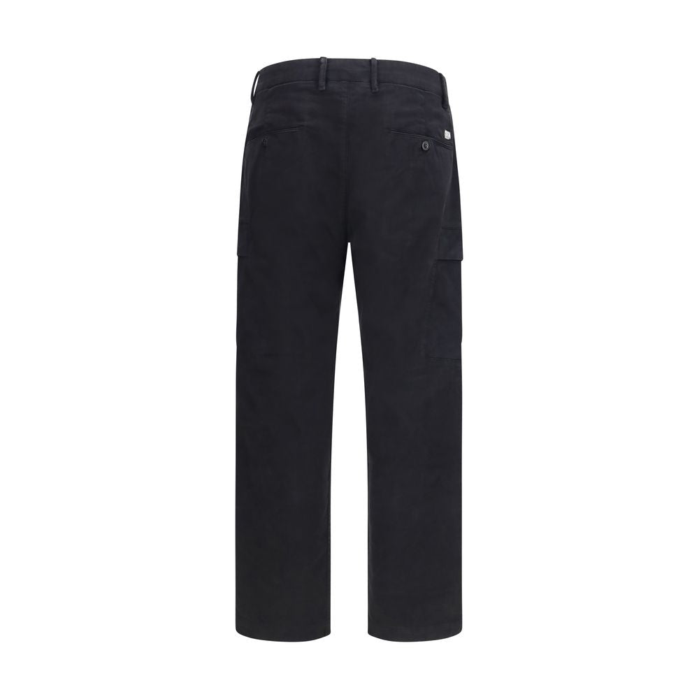C.P. Company Stretch Cotton Satin Cargo Pants — Black, view 2