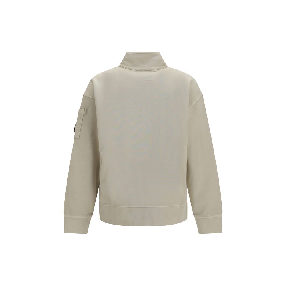 C.P. Company Cotton-Fleece Half-Zip Sweatshirt — Beige, view 2