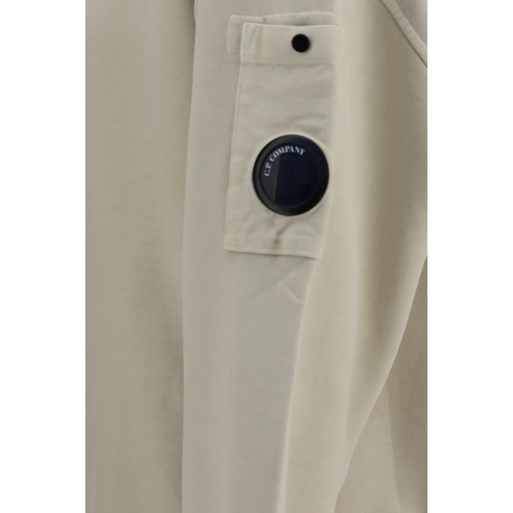 C.P. Company Cotton-Fleece Half-Zip Sweatshirt — Beige, view 3