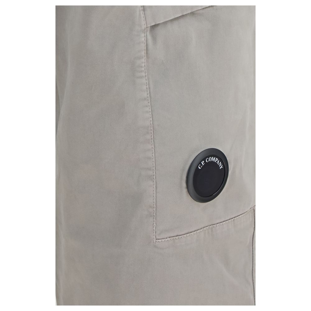 C.P. Company Cotton Satin Stretch Cargo Pants — Gray, view 3