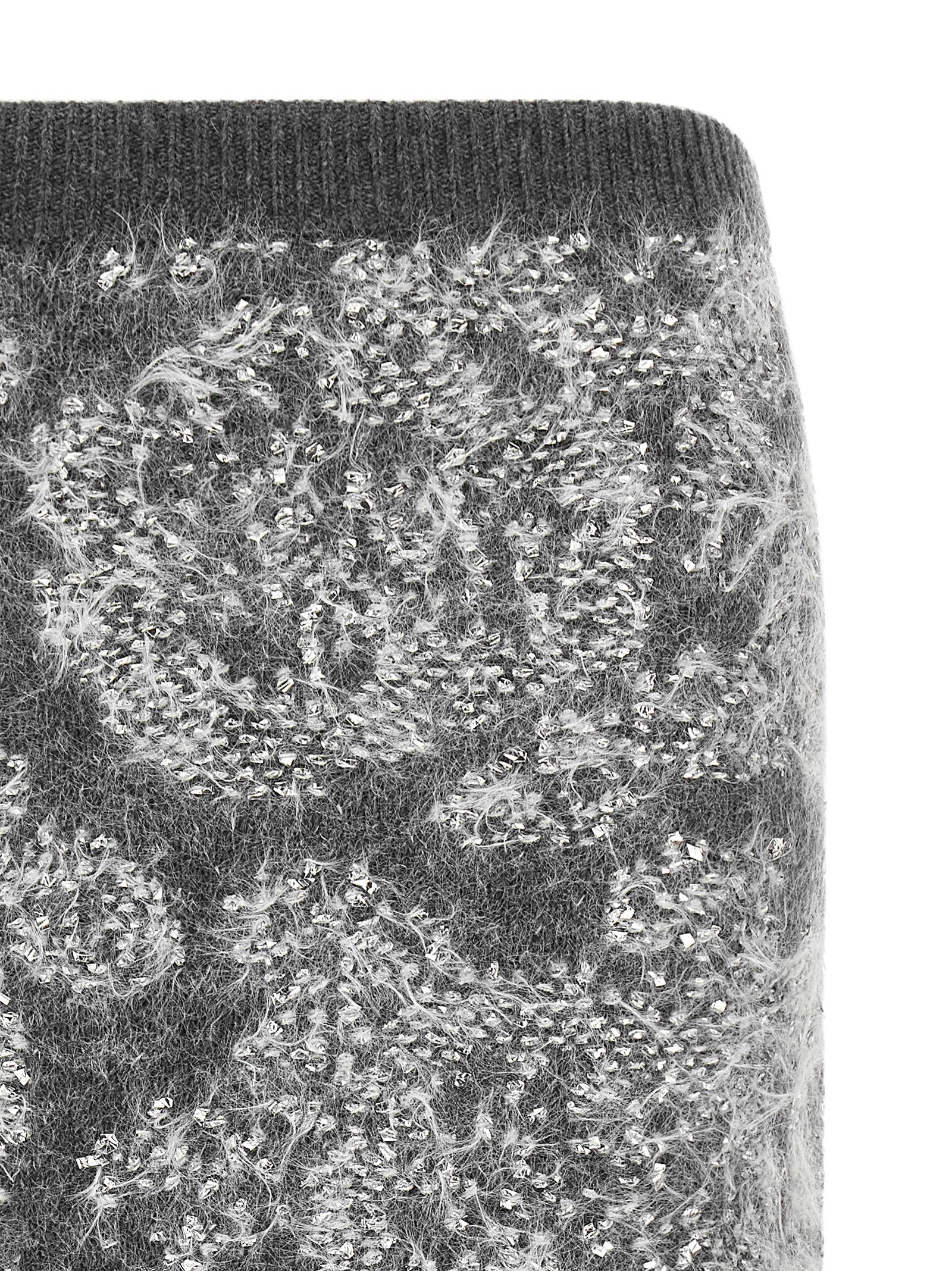 Nude Jacquard Knit Midi Skirt — Gray, view 3