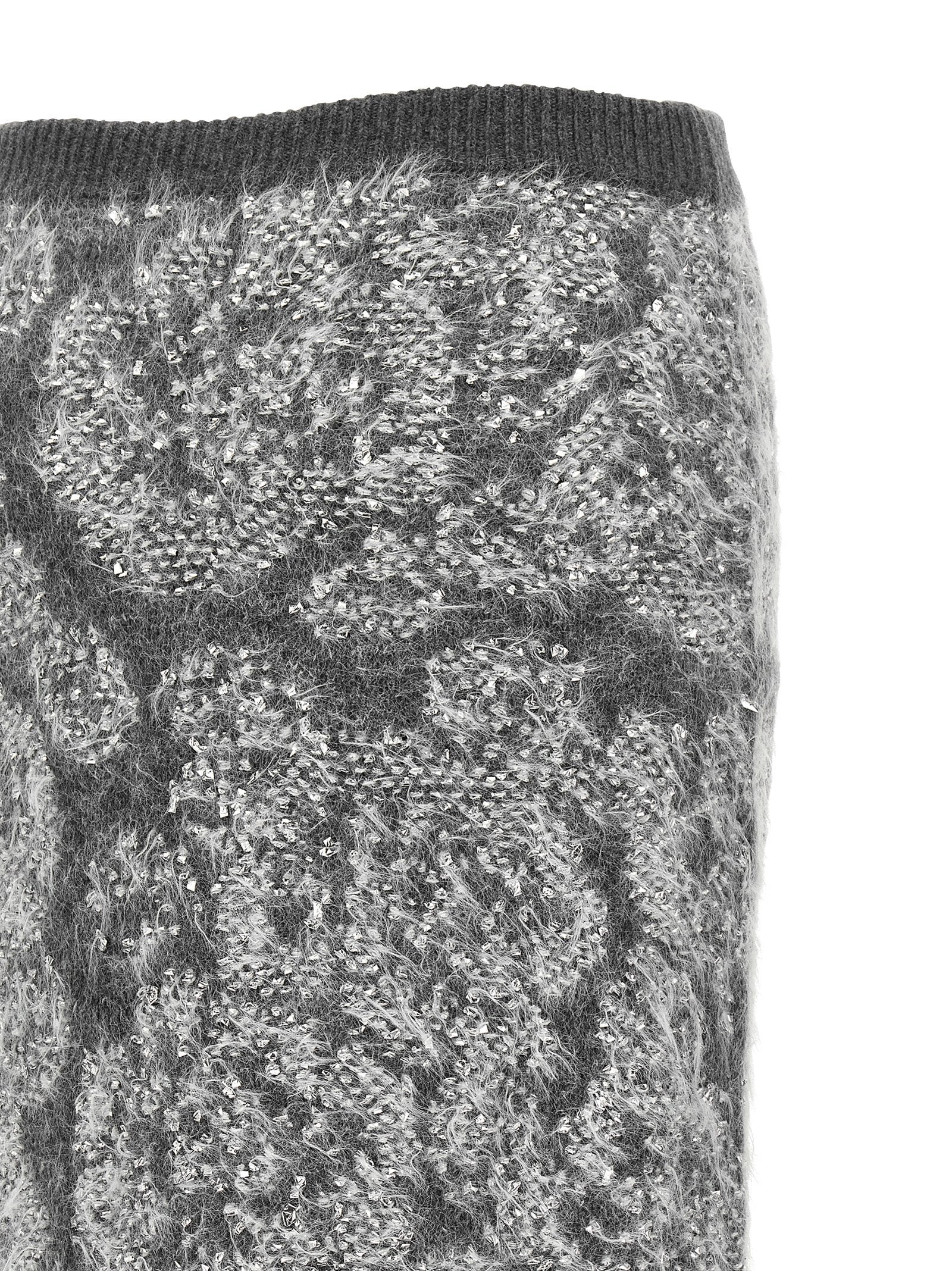 Nude Jacquard Knit Midi Skirt — Gray, view 4