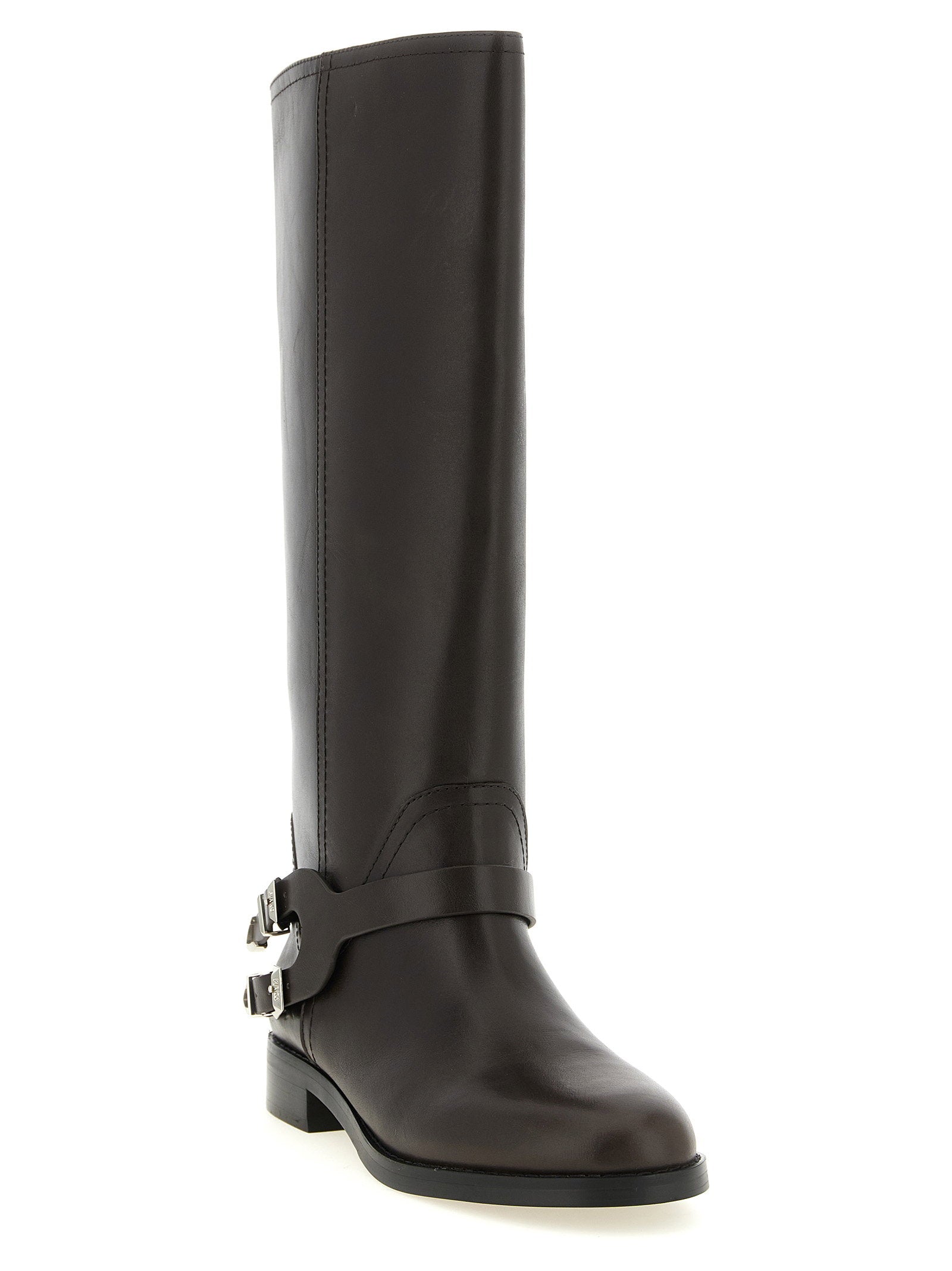 Pinko Equestrian Buckle Boots — Black, view 2