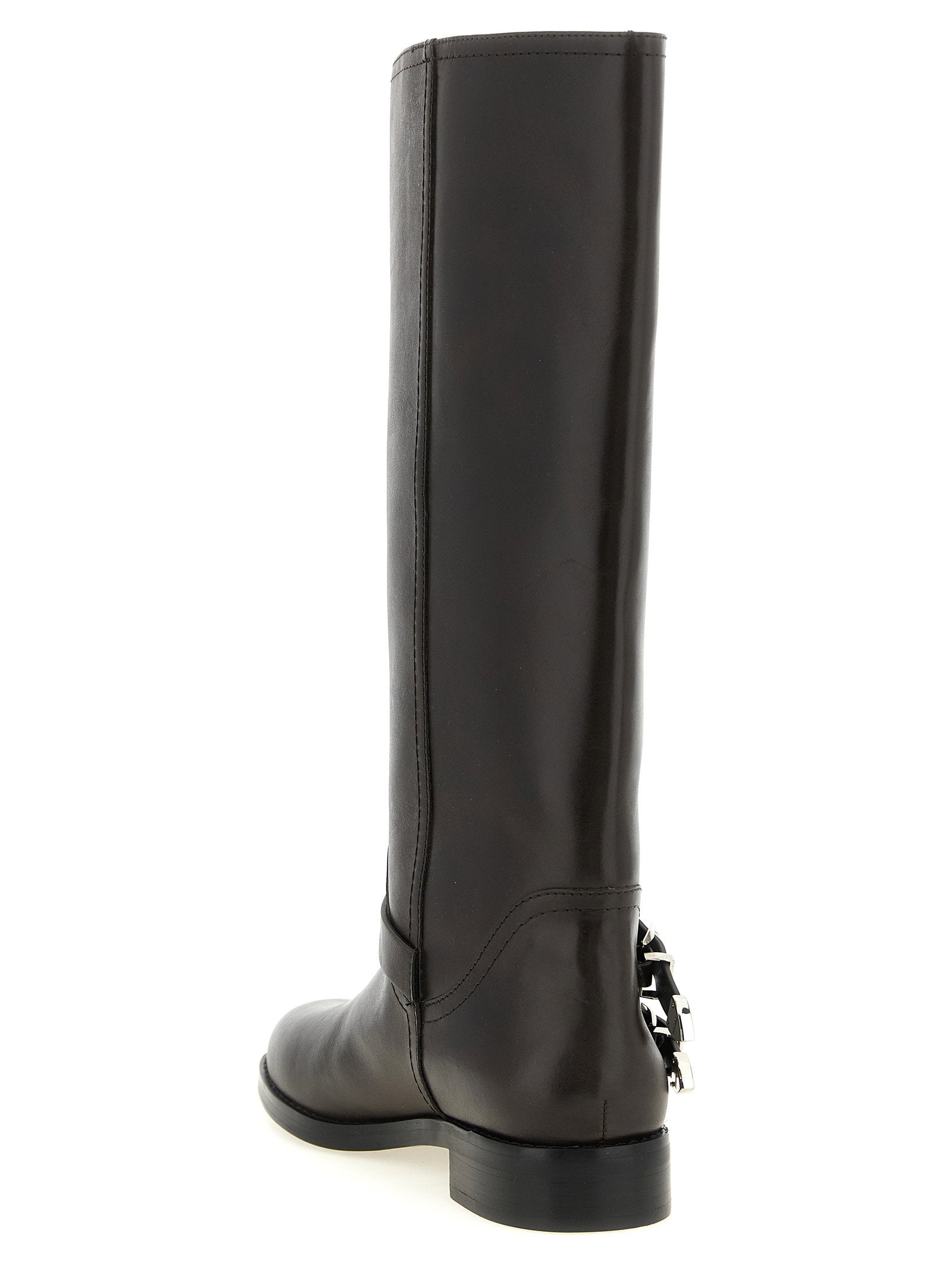 Pinko Equestrian Buckle Boots — Black, view 3