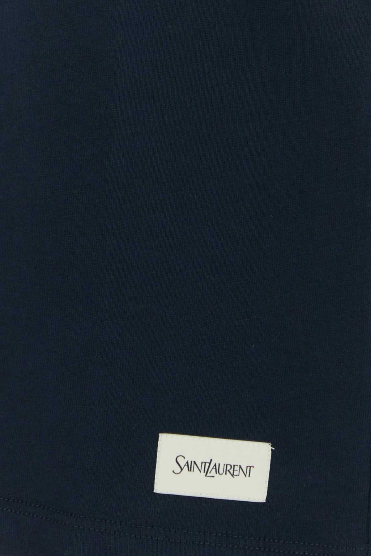 Saint Laurent Cotton Modal T-Shirt — Navy, view 3