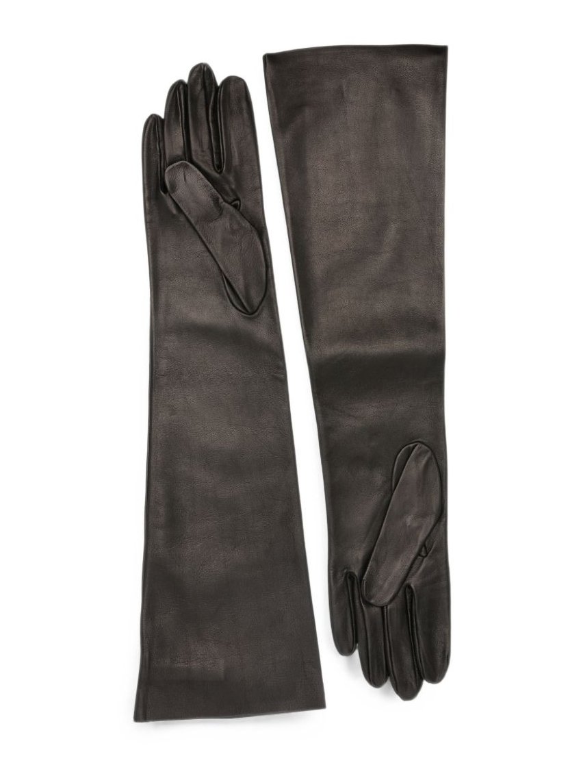 Cortana Long-Length Leather Gloves — Black, view 2