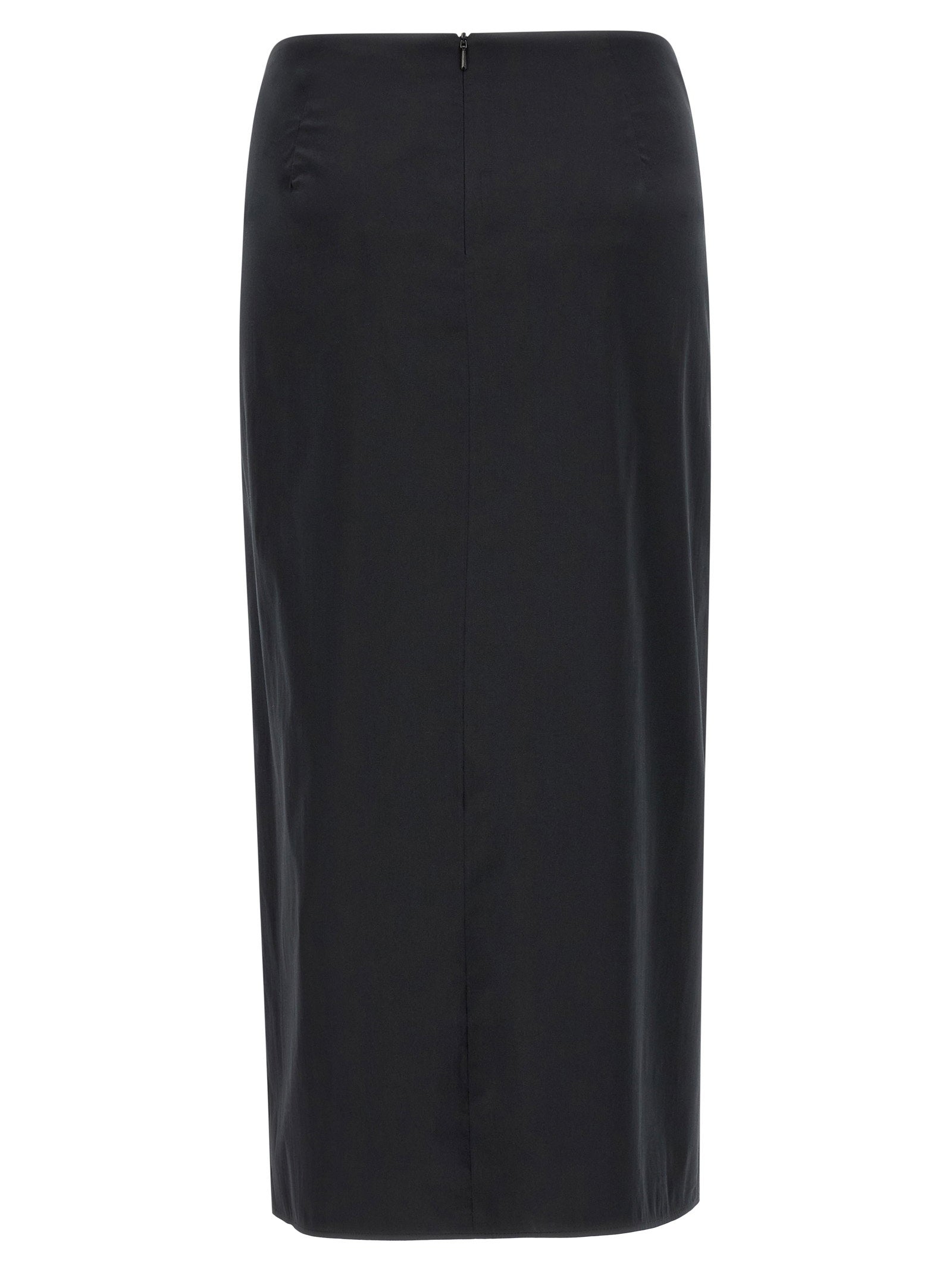 Max Mara Asymmetrical Pleat Draped Skirt — Black, view 2