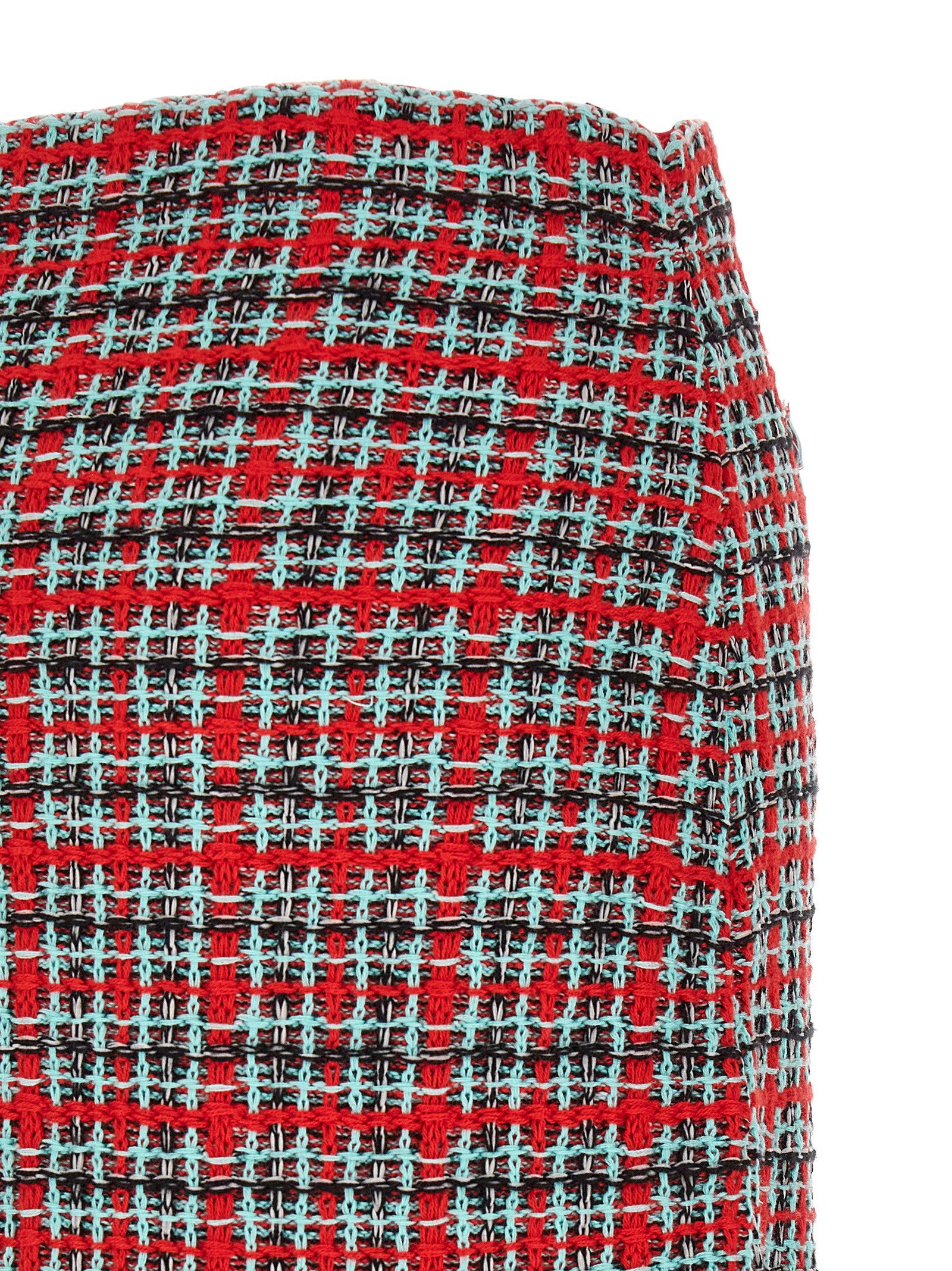 Self-Portrait Check Tweed Skirt — Red - S, view 4