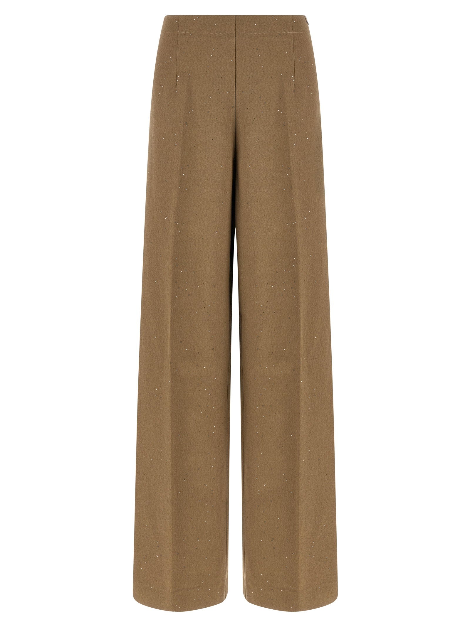 Herno Micro Sequin Viscose-Linen Trousers — Taupe by Herno