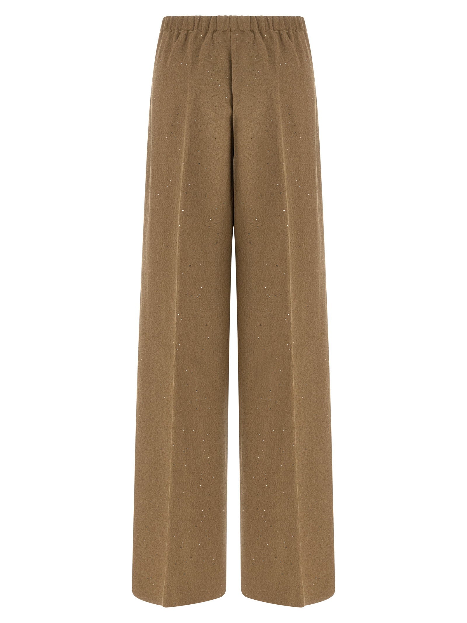 Herno Micro Sequin Viscose-Linen Trousers — Taupe, view 2