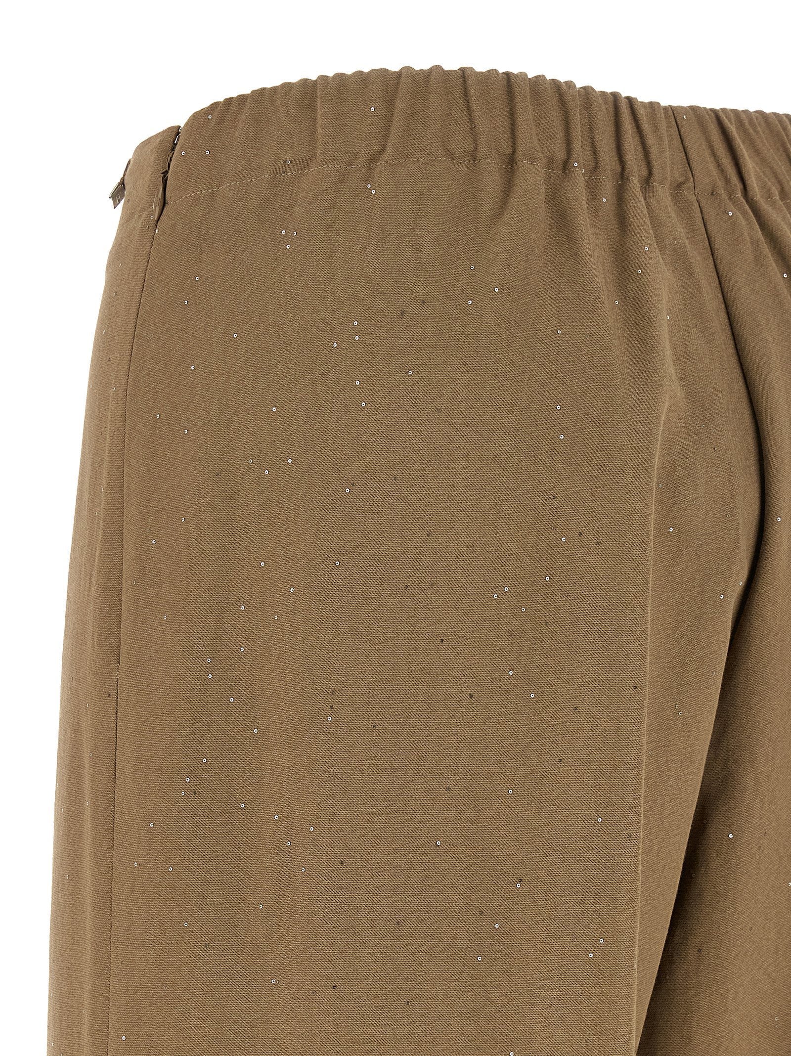 Herno Micro Sequin Viscose-Linen Trousers — Taupe, view 4