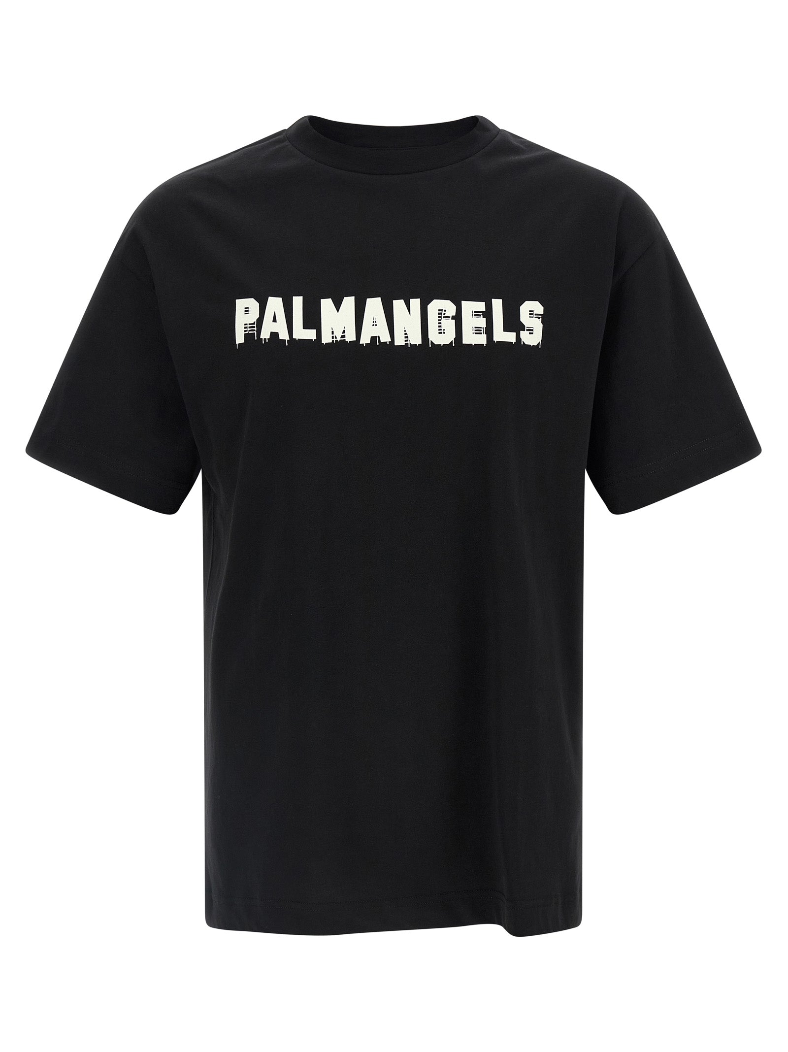 Palm Angels Logo-Print Cotton T-Shirt — Black by Palm Angels