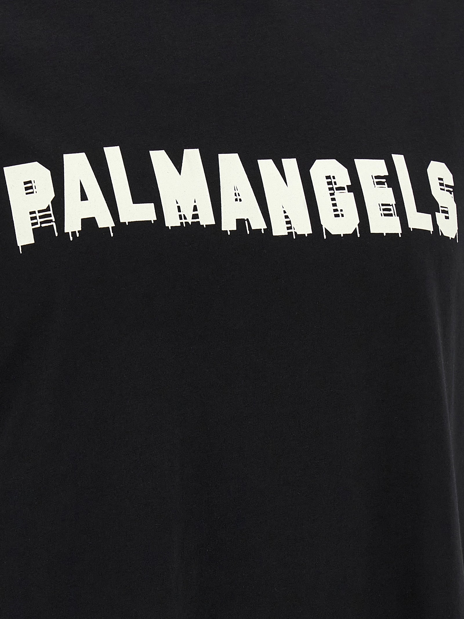 Palm Angels Logo-Print Cotton T-Shirt — Black, view 4