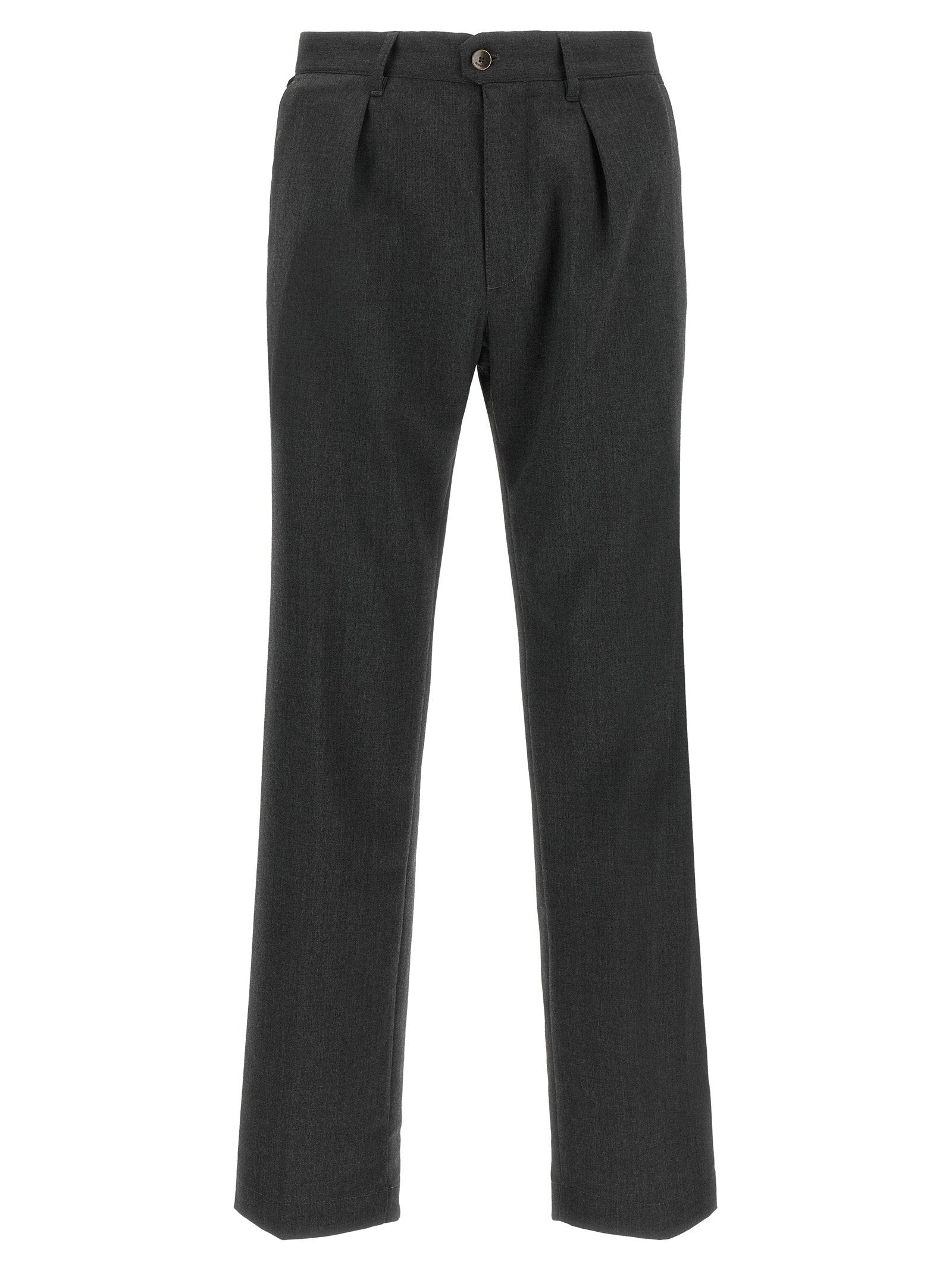 Incotex Wool Blend with Adjustable Tabs Trousers — Gray by Incotex