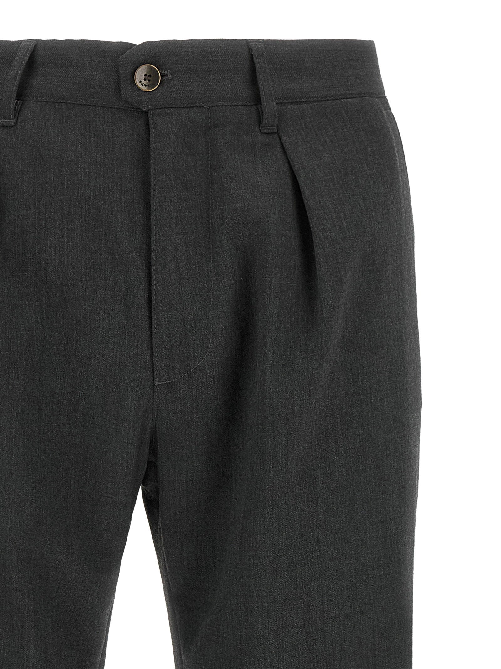 Incotex Wool Blend with Adjustable Tabs Trousers — Gray, view 3