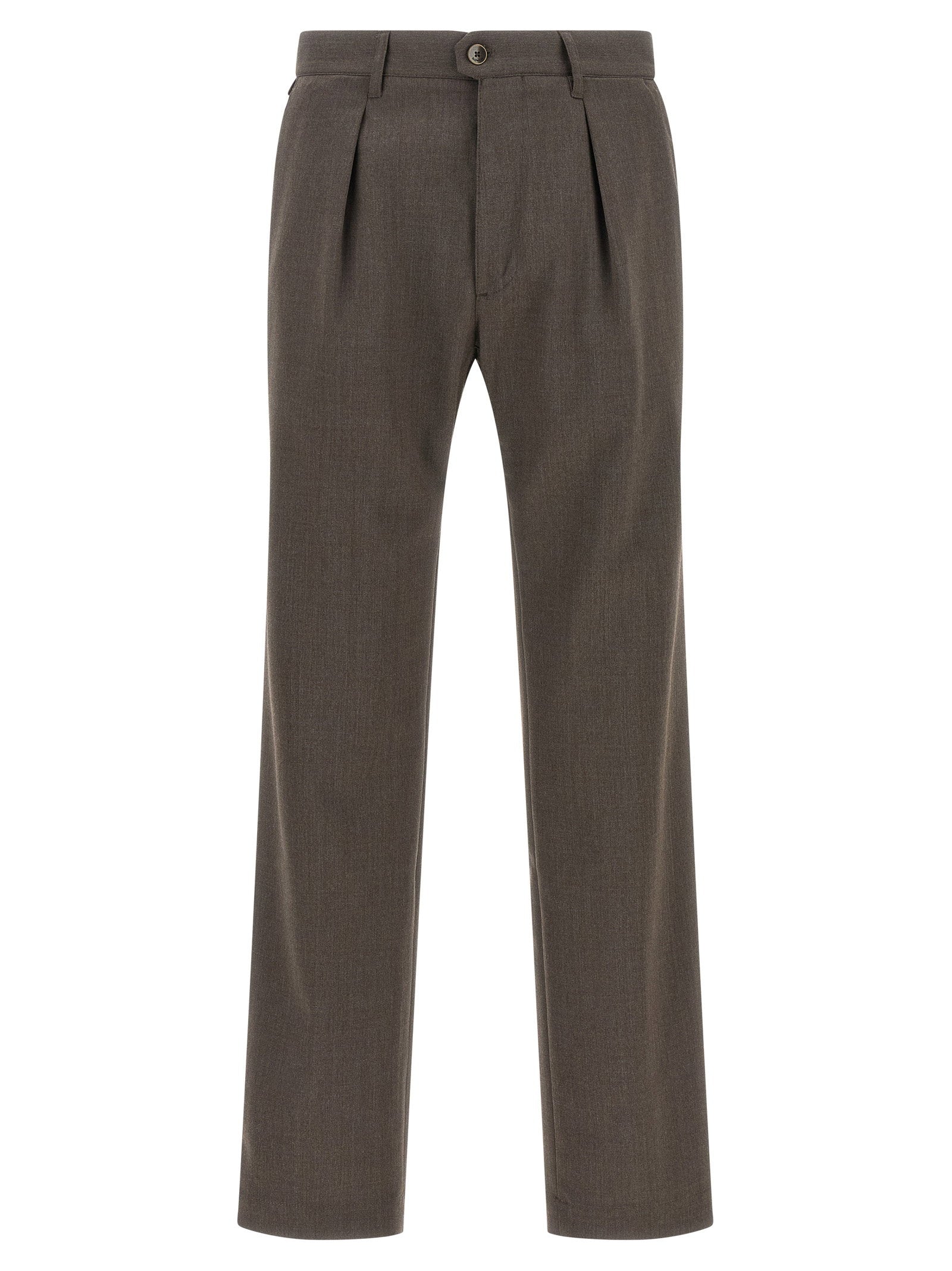 Incotex Wool-Blend Pleated Trousers — Brown by Incotex