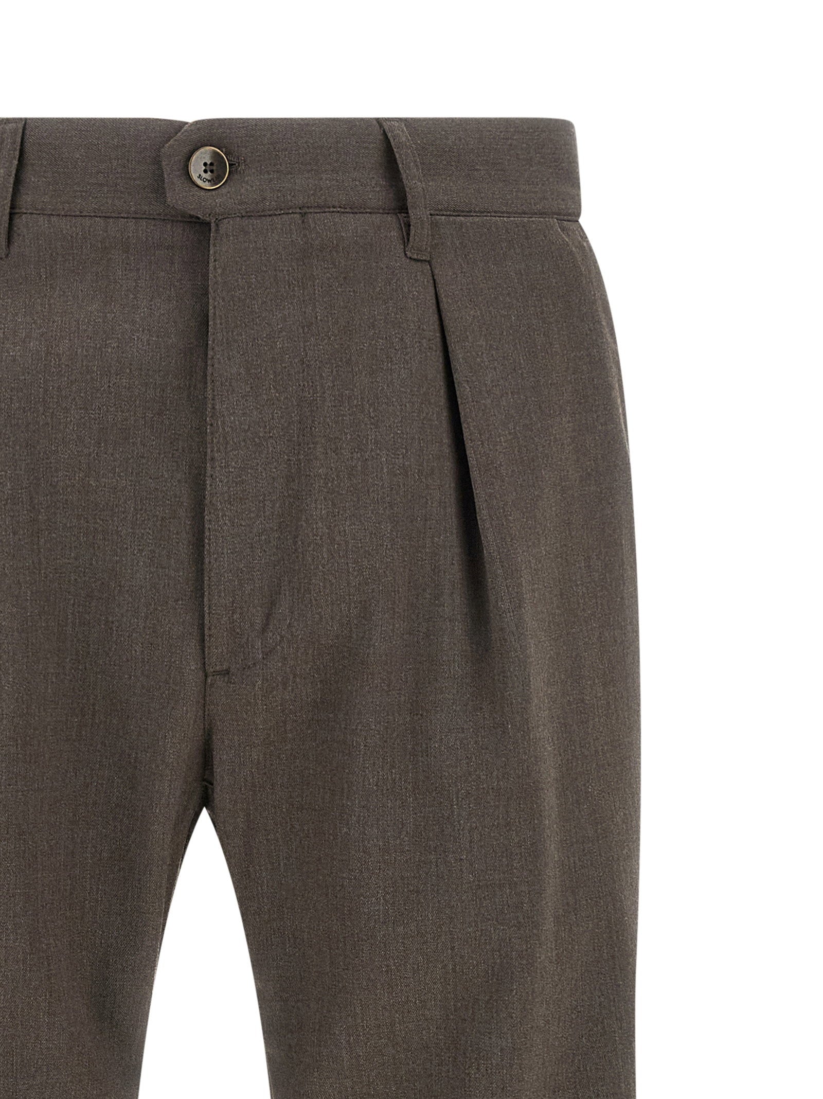 Incotex Wool-Blend Pleated Trousers — Brown, view 3
