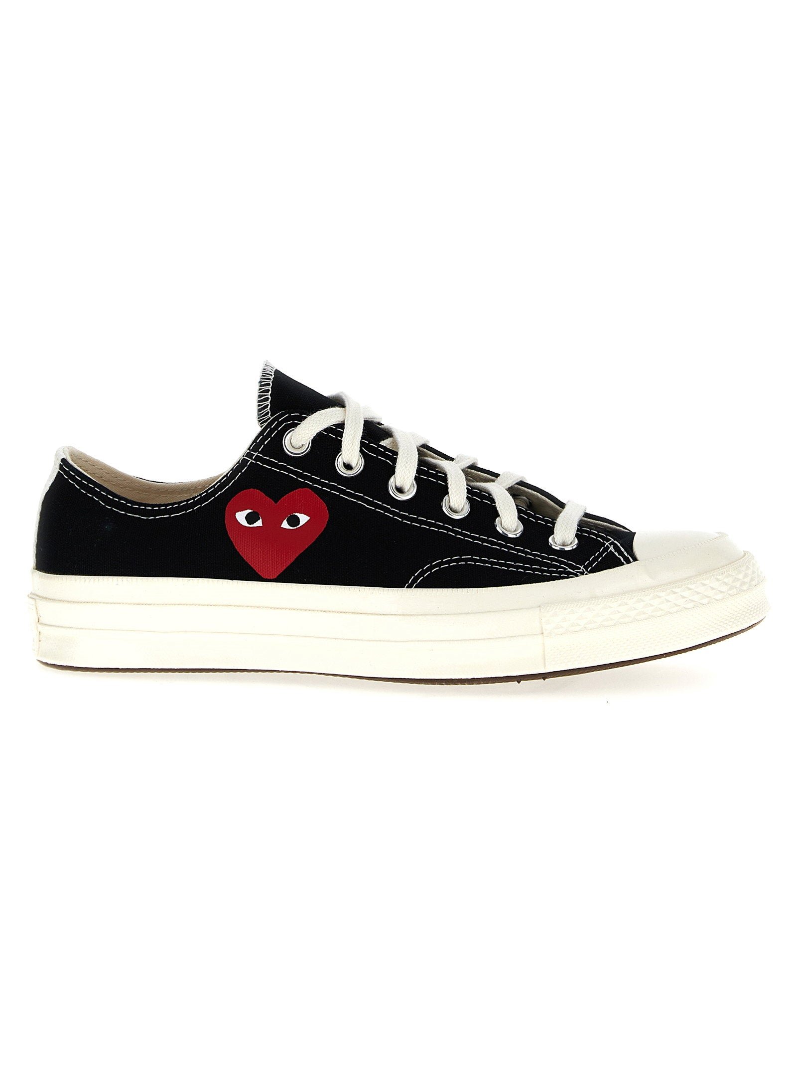 Comme Des Garçons Play Heart-Print Canvas Sneakers — Black by Comme Des Garçons Play