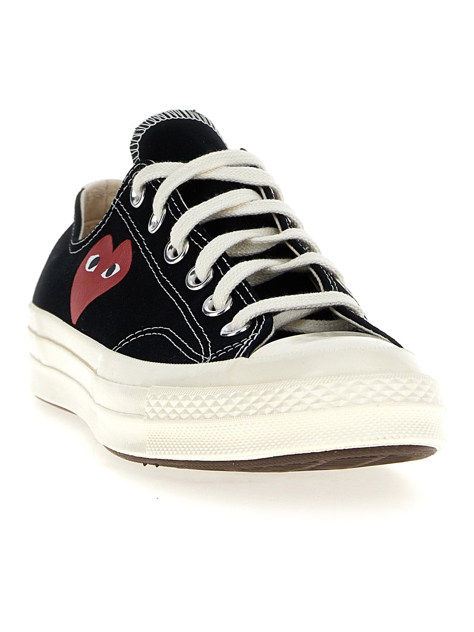 Comme Des Garçons Play Heart-Print Canvas Sneakers — Black, view 2