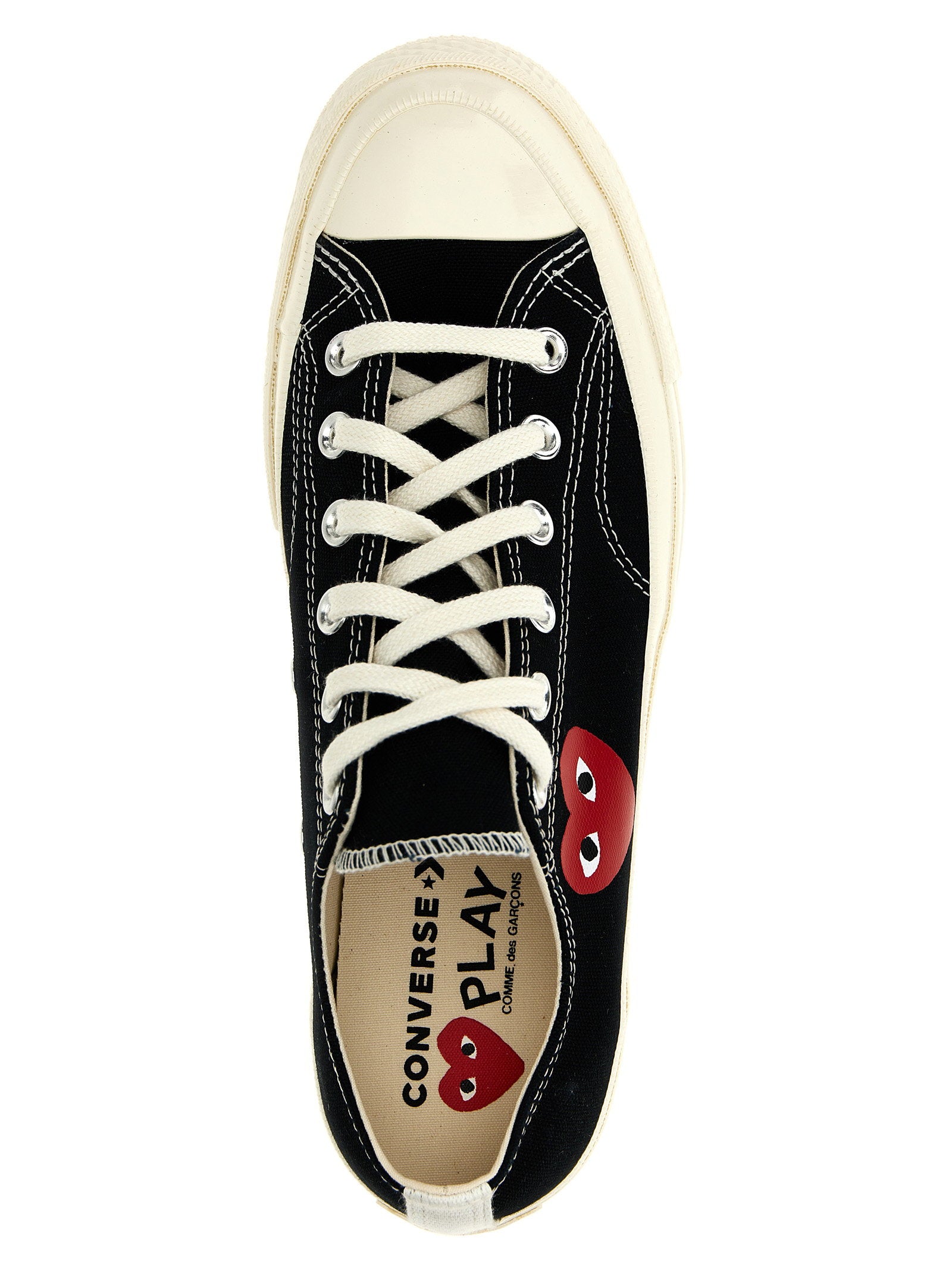 Comme Des Garçons Play Heart-Print Canvas Sneakers — Black, view 4