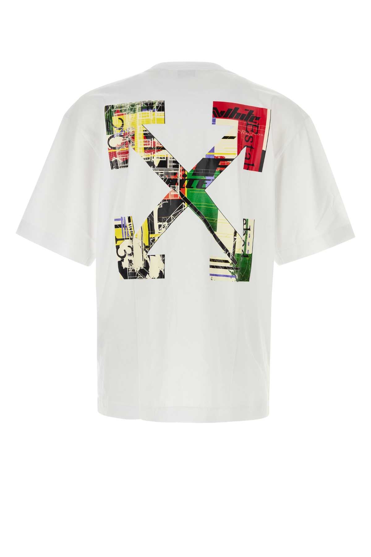 Off-White Logo-Embroidered Cotton T-Shirt — White, view 2