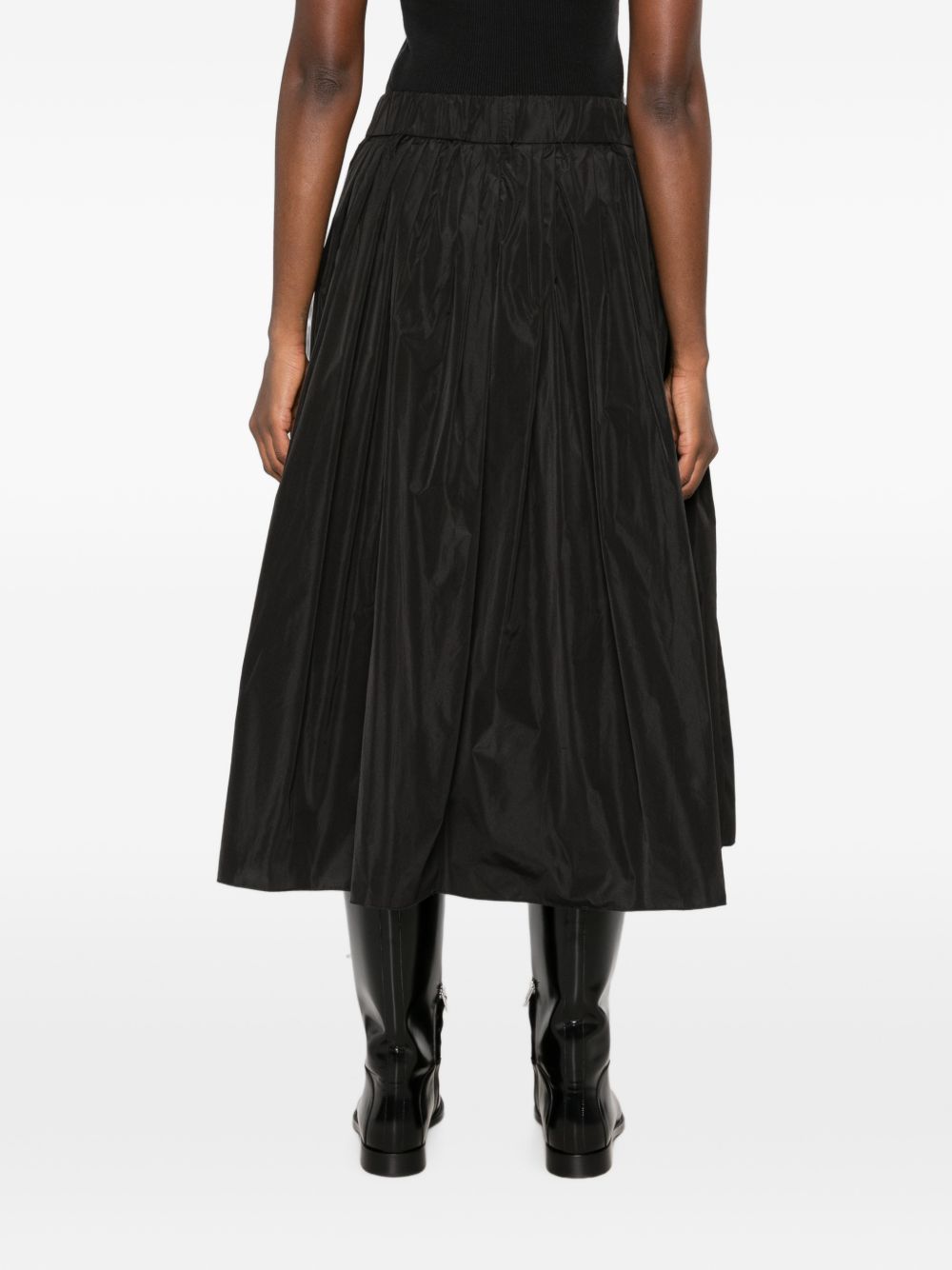 SUSANNE BOMMER Pleated Taffeta Skirt — Black, view 3