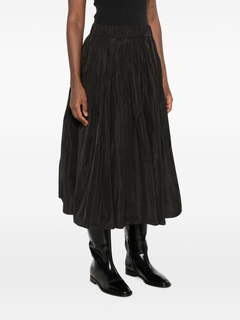 SUSANNE BOMMER Pleated Taffeta Skirt — Black, view 4