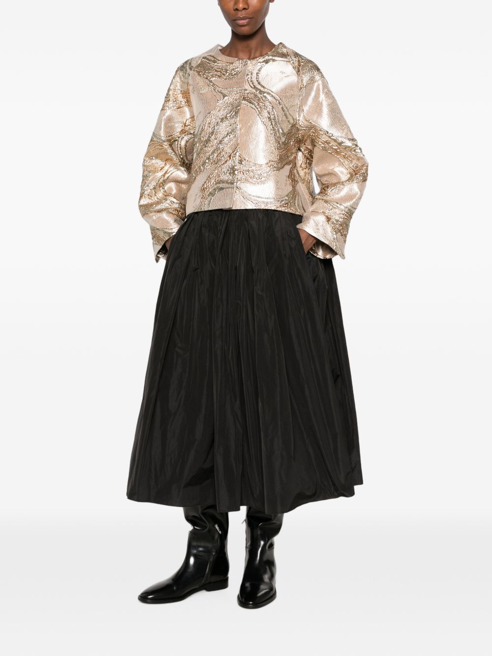 SUSANNE BOMMER Pleated Taffeta Skirt — Black, view 5