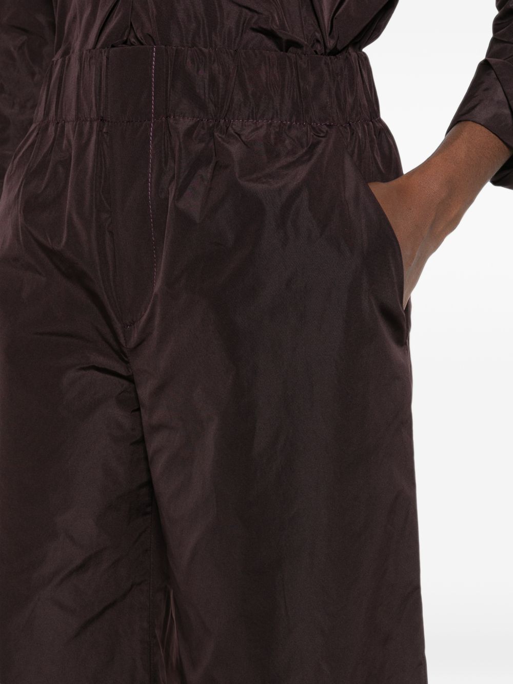 SUSANNE BOMMER Wide-Leg Taffeta Trousers — Burgundy, view 2