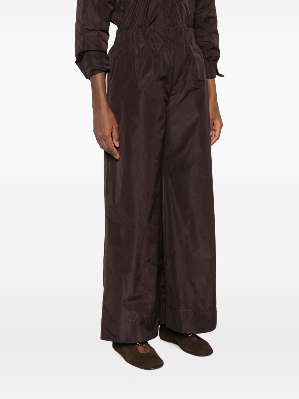 SUSANNE BOMMER Wide-Leg Taffeta Trousers — Burgundy, view 4