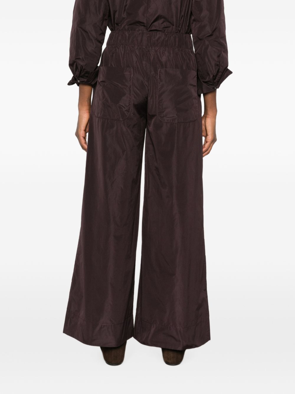 SUSANNE BOMMER Wide-Leg Taffeta Trousers — Burgundy, view 5